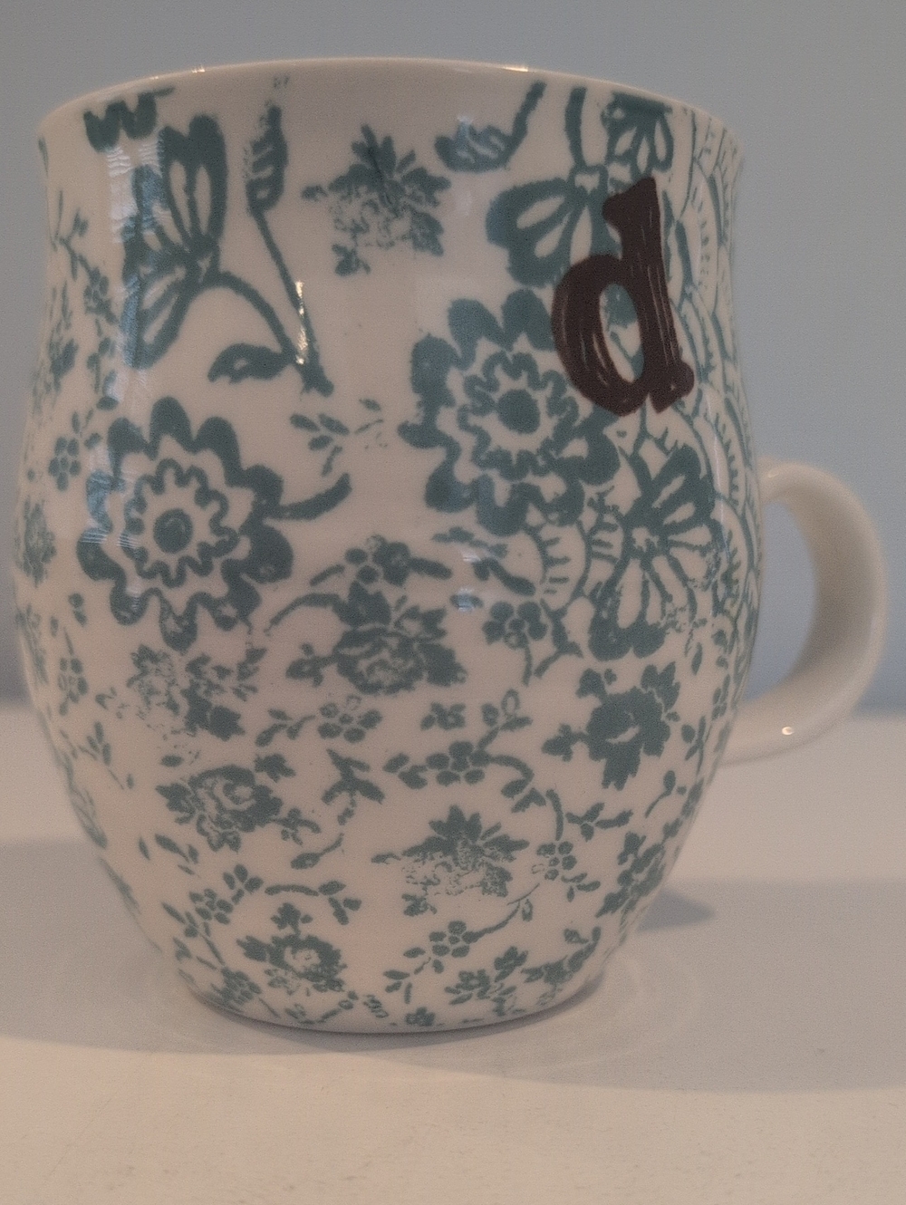 Anthropologie Homegrown Letter d 14 Ounce Ceramic Coffee Mug